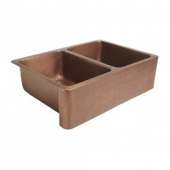 Farmhouse Apron Copper Sink Double
