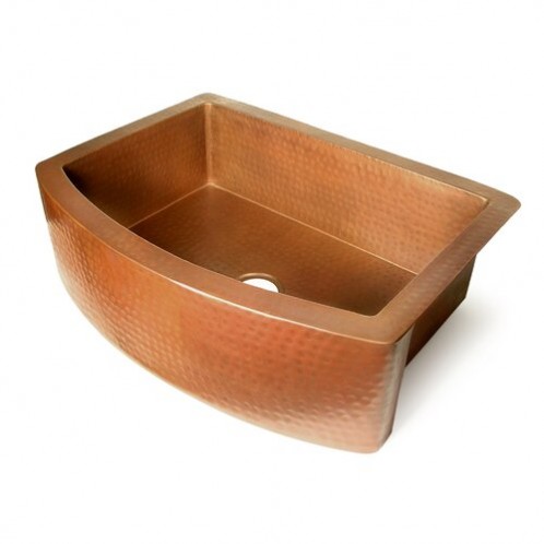 Farmhouse Curved Front  Apron Copper Sink Single
