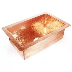 Shiny Copper Kitchen Sink Single Bowl