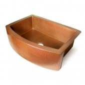 Farmhouse Curved Front  Apron Copper Sink Single